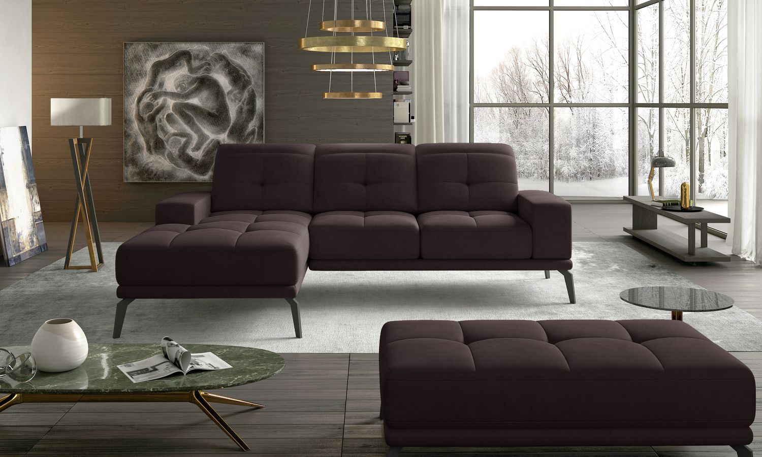 Corner Sofa Torrense 47 | size: Width: 265cm, Height: 98cm, Depth: 53cm | color: Mat/Velvet | image: 1 | variant: 1016573