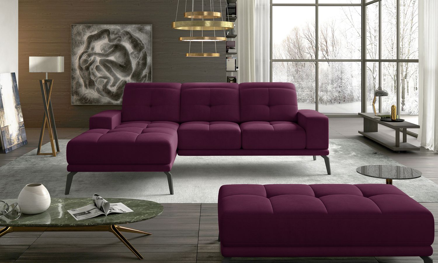 Corner Sofa Torrense 48 | size: Width: 265cm, Height: 98cm, Depth: 53cm | color: Mat/Velvet | image: 1 | variant: 1016574