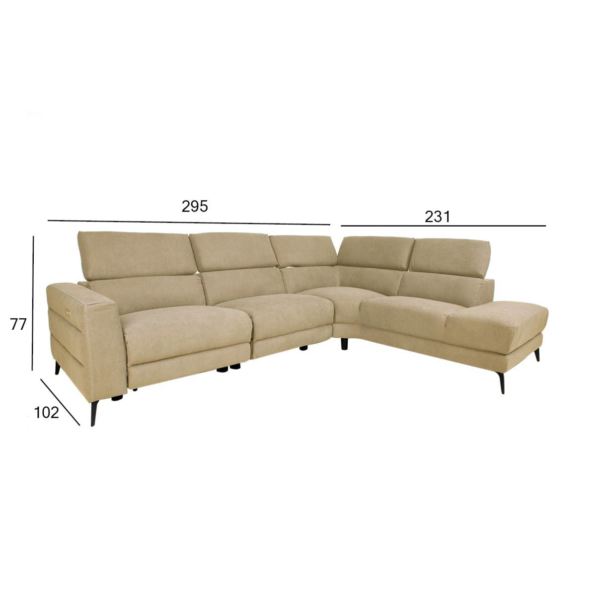 Corner Sofa Worcester | size: Width: 295cm, Height: 77cm, Depth: 231cm | color: Beige | image: 2 | variant: 1000147