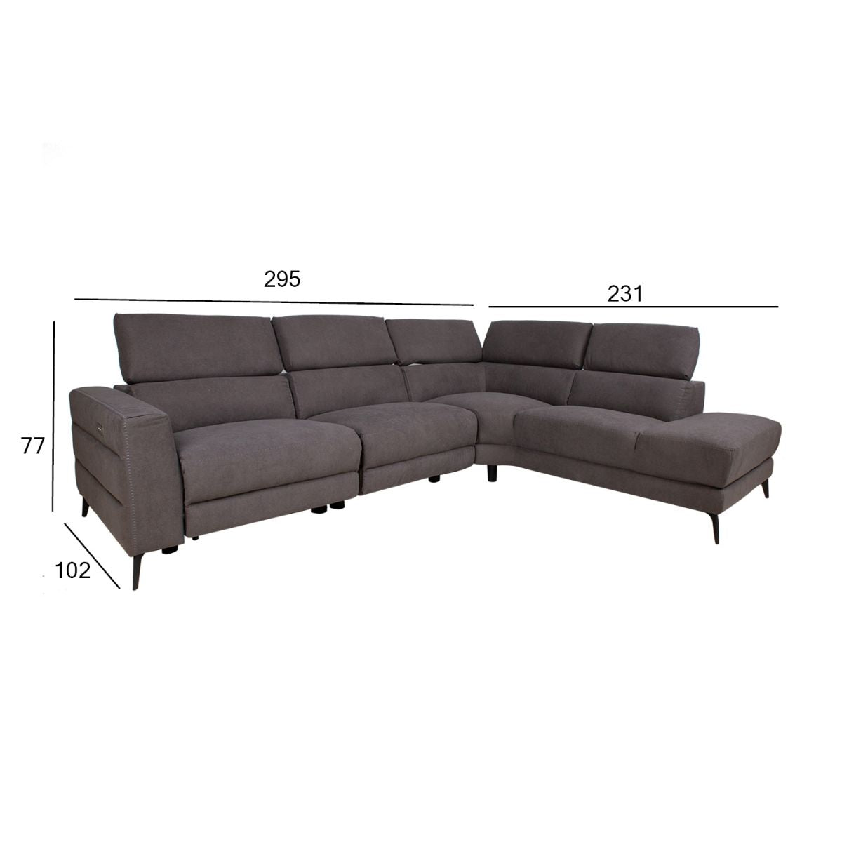 Corner Sofa Worcester | size: Width: 295cm, Height: 77cm, Depth: 231cm | color: Gray | image: 2 | variant: 1000148