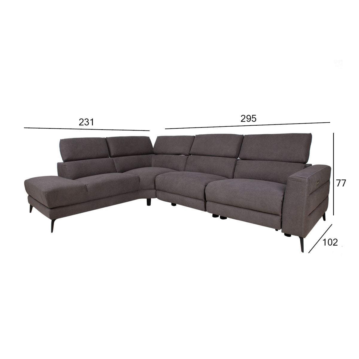 Corner Sofa Worcester | size: Width: 295cm, Height: 77cm, Depth: 231cm | color: Gray | image: 2 | variant: 1000149