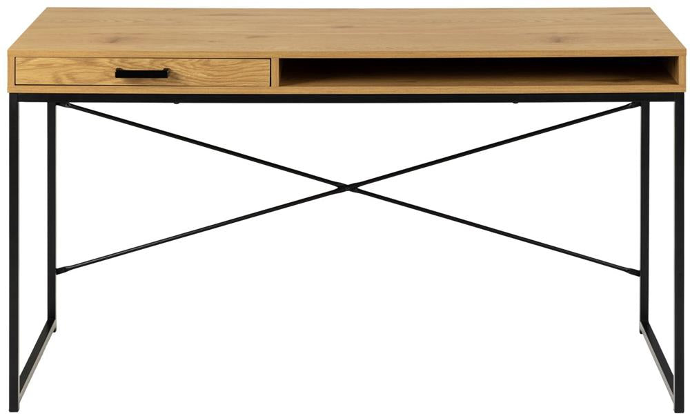 Desk Aberystwyth | size: Length: 58cm, Width: 140cm, Height: 76cm | color: Black/Oak | image: 2 | variant: 1006032