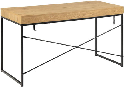 Desk Aberystwyth | size: Length: 58cm, Width: 140cm, Height: 76cm | color: Black/Oak | image: 3 | variant: 1006032