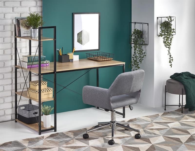 Desk Dublin | size: Length: 64cm, Width: 120cm, Height: 120cm | color: Black/Oak | image: 2 | variant: 1003248