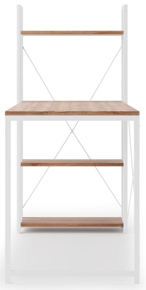 Desk Dublin | size: Length: 64cm, Width: 120cm, Height: 120cm | color: White/Oak | image: 2 | variant: 1003249
