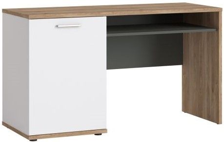 Desk East Tampere | size: Length: 75cm, Width: 130cm, Height: 50cm | color: White/Brown/Grey | image: 1 | variant: 1005866