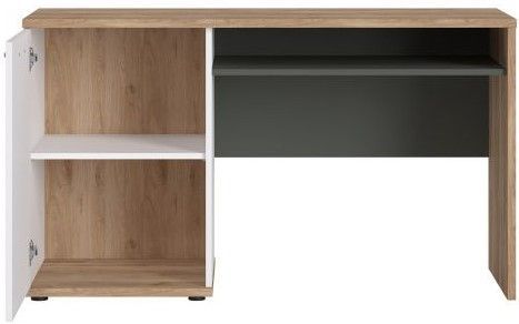 Desk East Tampere | size: Length: 75cm, Width: 130cm, Height: 50cm | color: White/Brown/Grey | image: 2 | variant: 1005866