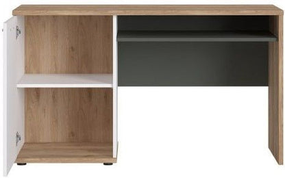 Desk East Tampere | size: Length: 75cm, Width: 130cm, Height: 50cm | color: White/Brown/Grey | image: 2 | variant: 1005866