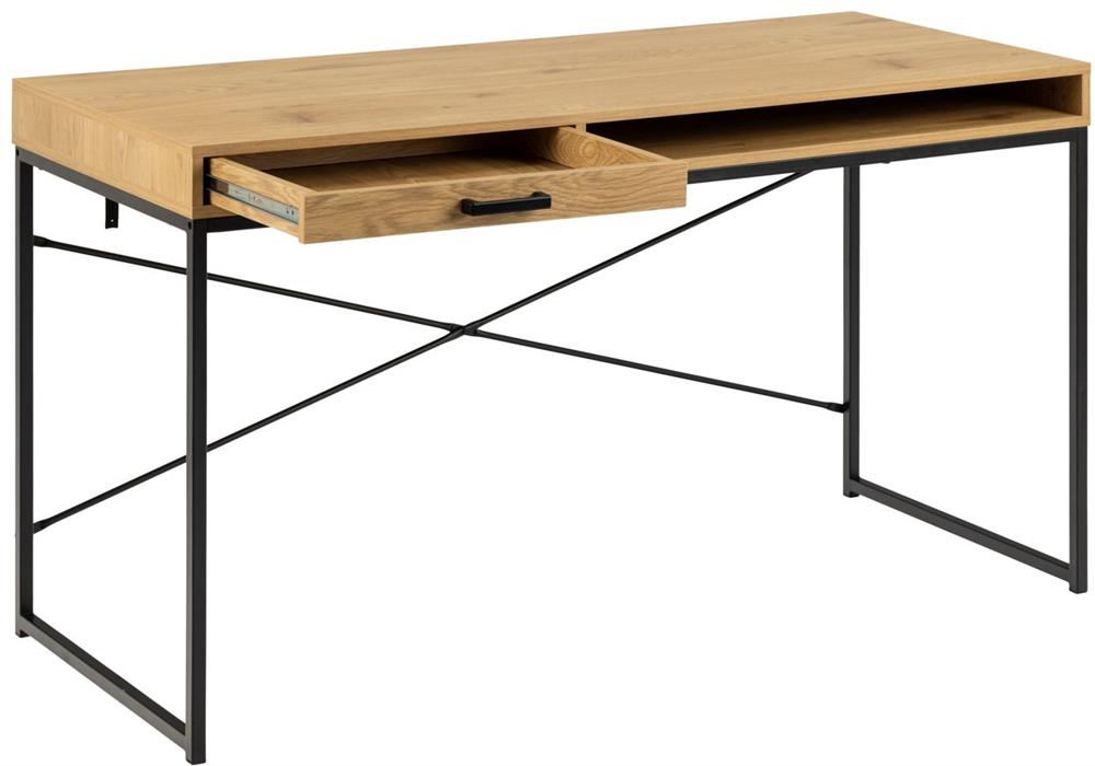 Desk Seaford 5 | size: Length: 58cm, Width: 140cm, Height: 76cm | color: Black/Oak | image: 1 | variant: 1016831
