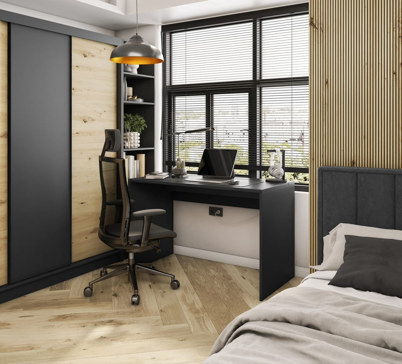 Desk Vercelli | size: Length: 60cm, Width: 120cm, Height: 75cm | color: Black | image: 4 | variant: 1010569