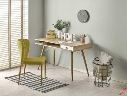 Desk West Amersham | size: Length: 60cm, Width: 120cm, Height: 75cm | color: White/Oak | image: 2 | variant: 1007166