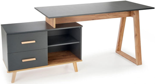 Desk West Ascot | size: Length: 90cm, Width: 210cm, Height: 78cm | color: Oak/Grey | image: 0 | variant: 1007203