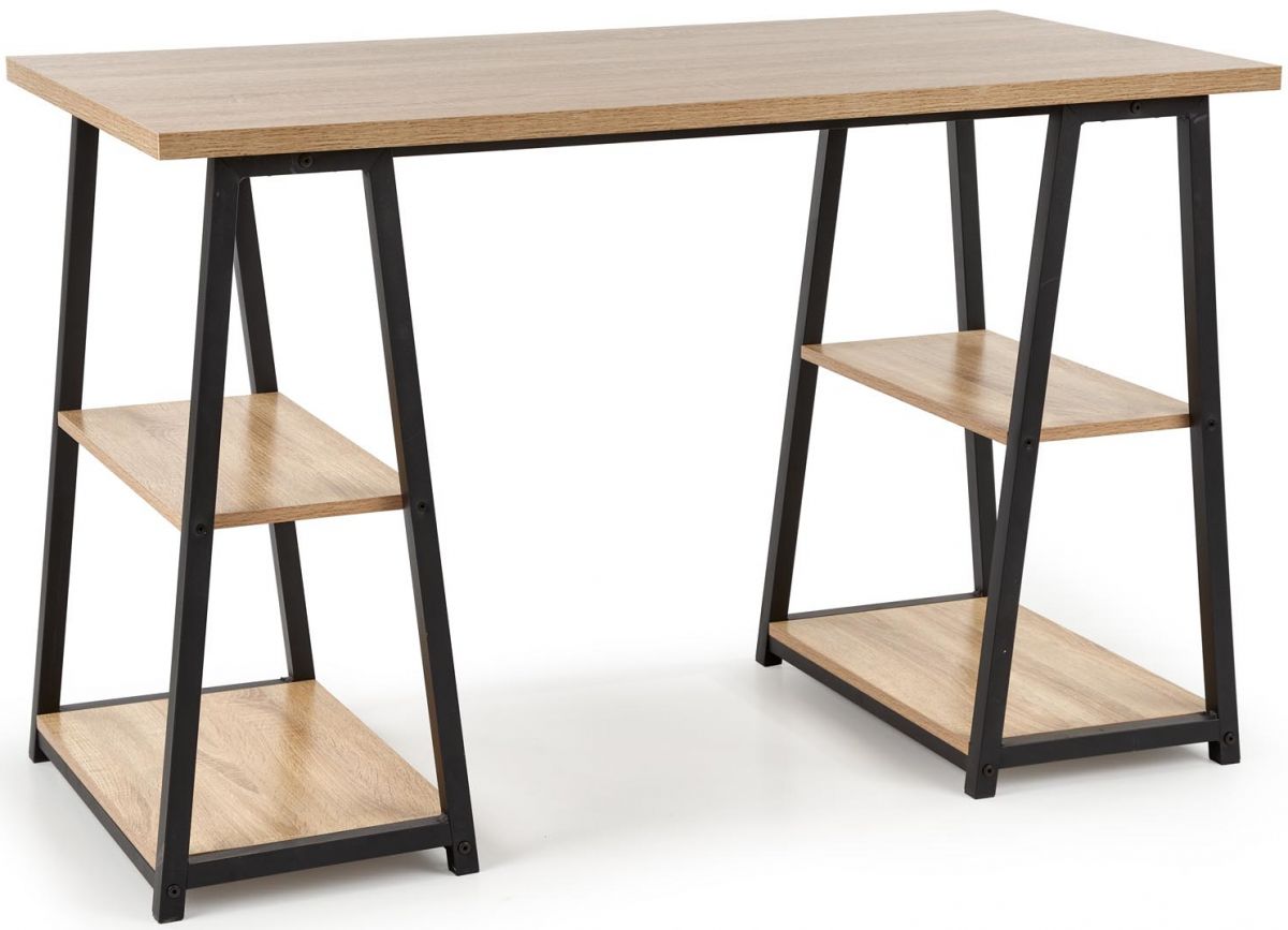 Desk West Slough | size: Length: 60cm, Width: 120cm, Height: 77cm | color: Black/Oak | image: 0 | variant: 1007201