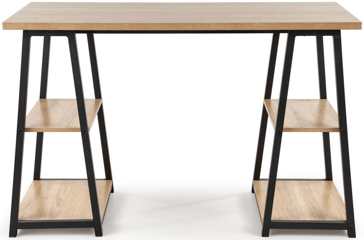 Desk West Slough | size: Length: 60cm, Width: 120cm, Height: 77cm | color: Black/Oak | image: 1 | variant: 1007201