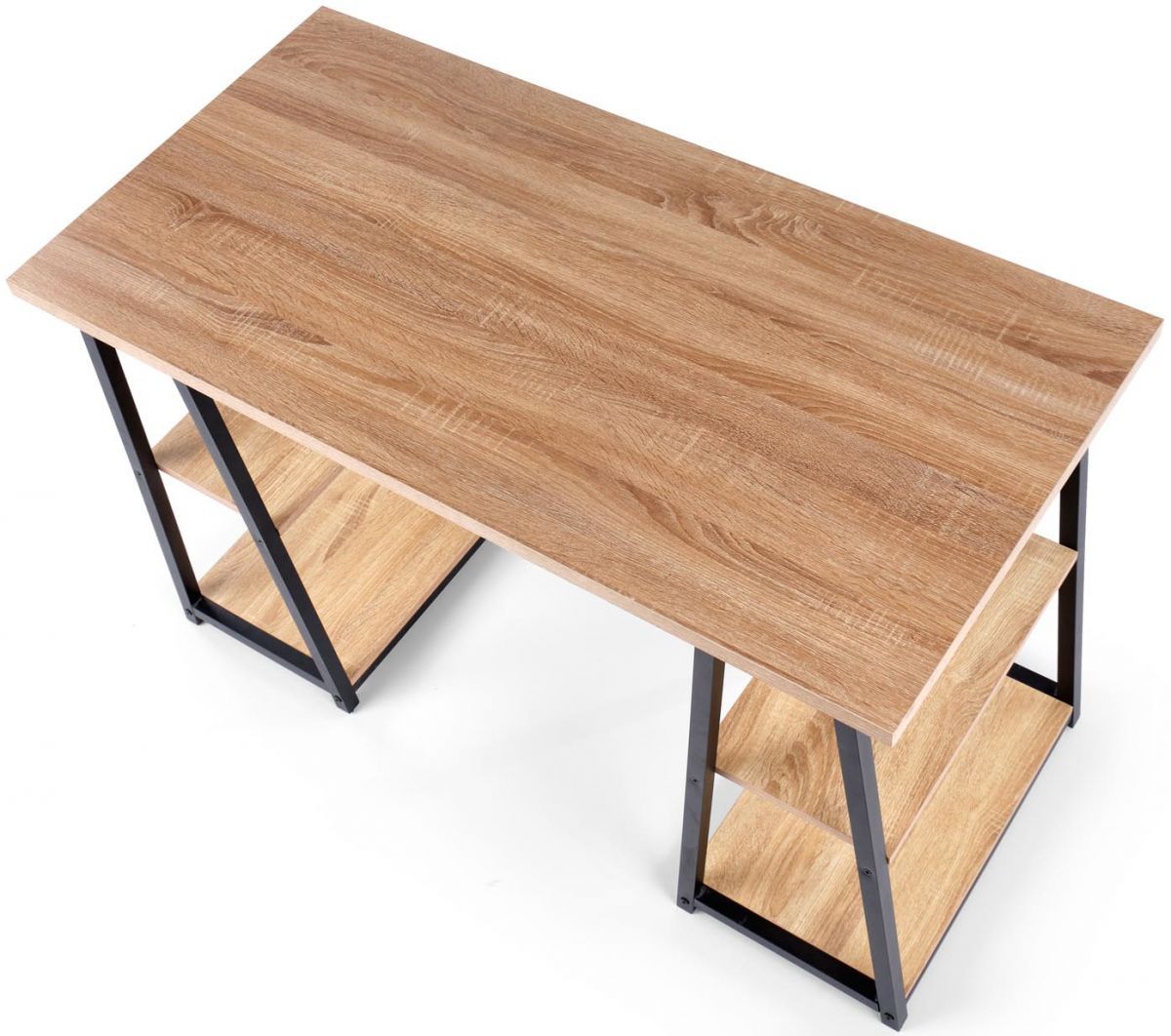 Desk West Slough | size: Length: 60cm, Width: 120cm, Height: 77cm | color: Black/Oak | image: 2 | variant: 1007201