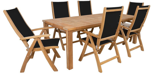 Dining Room Furniture Set Bali | size: Length: 100cm, Width: 220cm, Height: 75cm | color: Brown/Black | image: 0 | variant: 1018025