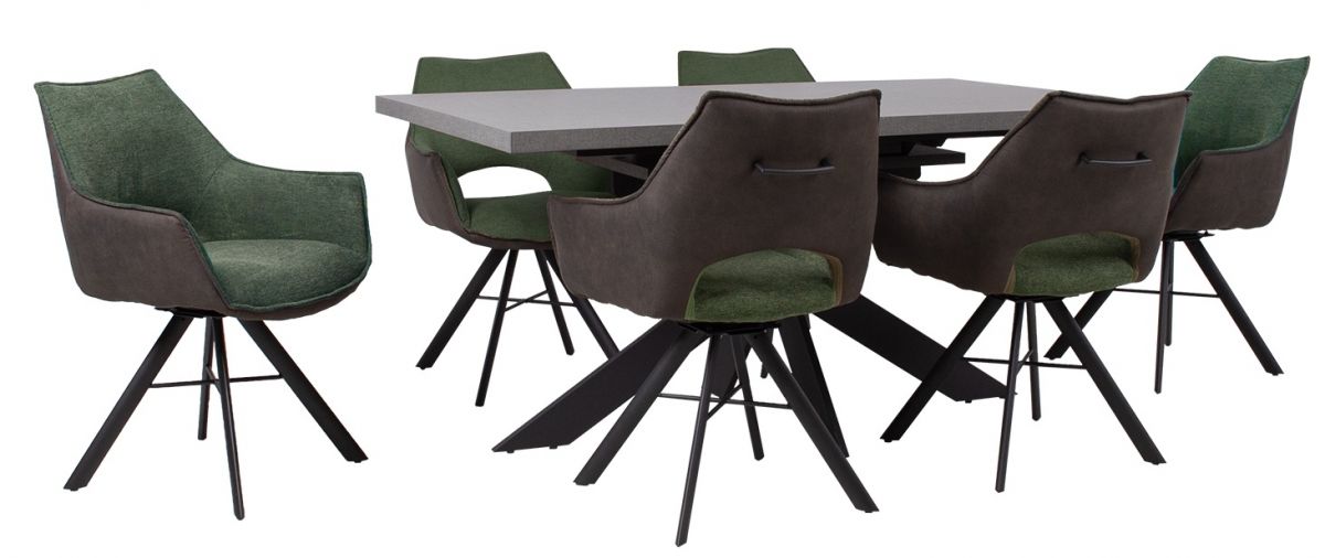 Dining Room Furniture Set Bromley | size: Length: 90cm, Width: 200cm, Height: 76cm | color: Black/Grey/Green | image: 0 | variant: 1005468