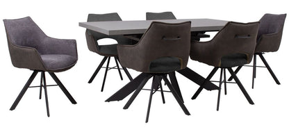 Dining Room Furniture Set Bromley | size: Length: 90cm, Width: 200cm, Height: 76cm | color: Black/Grey | image: 0 | variant: 1005470