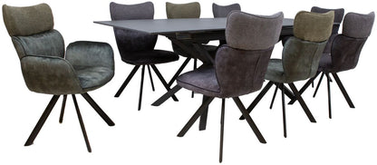 Dining Room Furniture Set Bromley | size: Length: 90cm, Width: 220cm, Height: 76cm | color: Black/Grey/Green | image: 1 | variant: 1001677