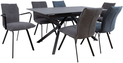 Dining Room Furniture Set Bromley | size: Length: 90cm, Width: 220cm, Height: 76cm | color: Black/Grey | image: 1 | variant: 1001674