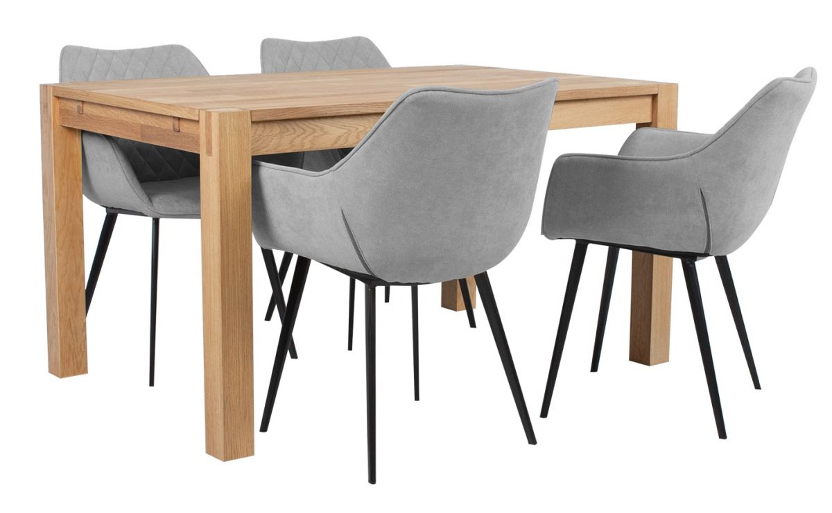 Dining Room Furniture Set Chicago New 1 | size: Length: 90cm, Width: 140cm, Height: 76cm | color: Black/Oak/Grey | image: 0 | variant: 1006938