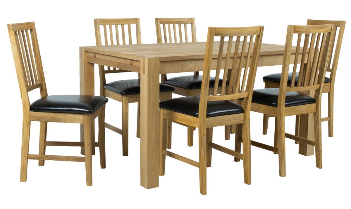 Dining Room Furniture Set Drammen | size: Length: 90cm, Width: 140cm, Height: 76cm | color: Black/Oak | image: 0 | variant: 1001656