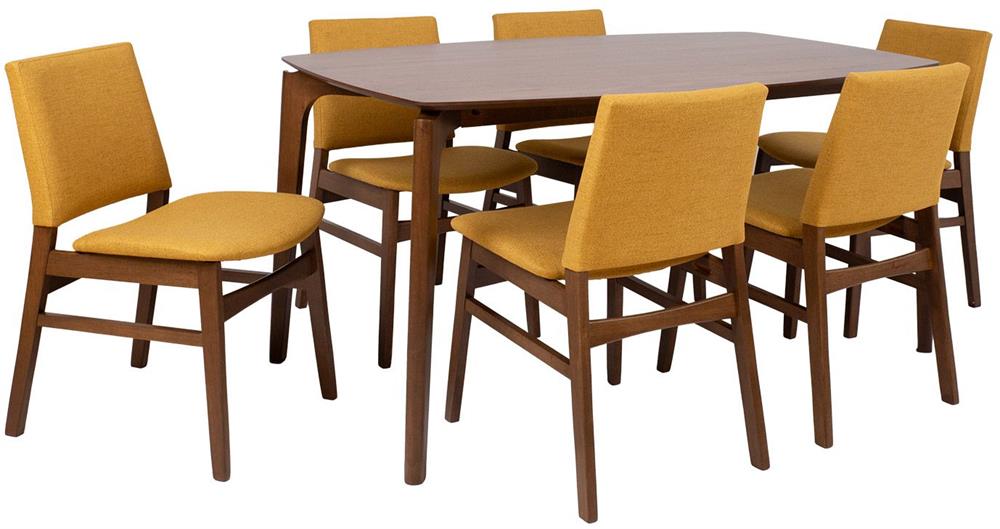 Dining Room Furniture Set East Marijampole | size: Length: 90cm, Width: 150cm, Height: 75cm | color: Brown/Yellow | image: 1 | variant: 1006159