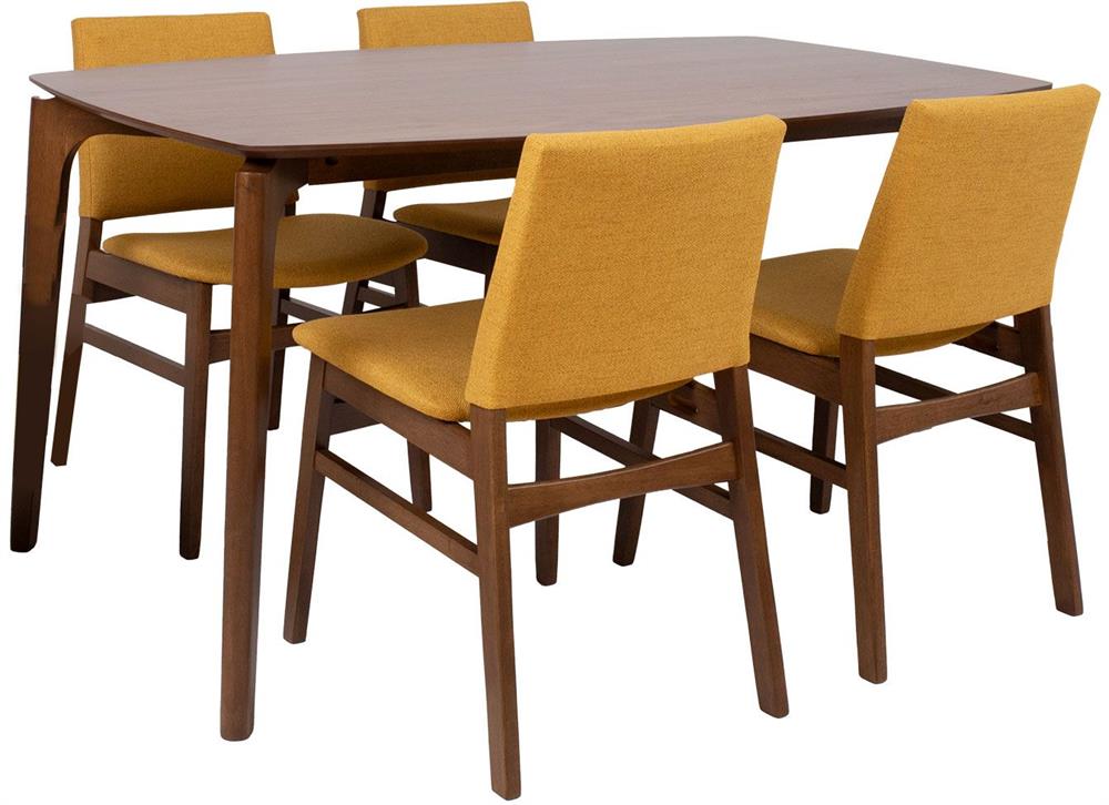 Dining Room Furniture Set East Marijampole | size: Length: 90cm, Width: 150cm, Height: 75cm | color: Brown/Yellow | image: 1 | variant: 1006296