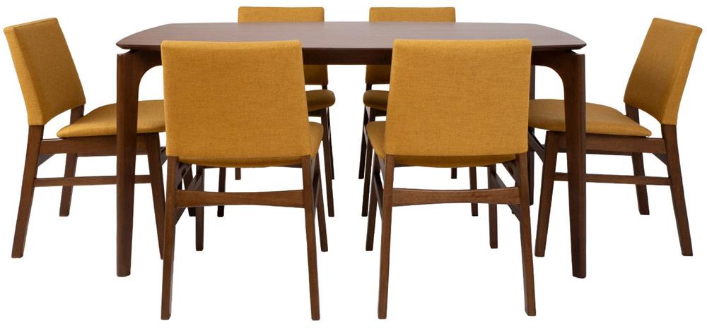 Dining Room Furniture Set East Marijampole | size: Length: 90cm, Width: 150cm, Height: 75cm | color: Brown/Yellow | image: 2 | variant: 1006159