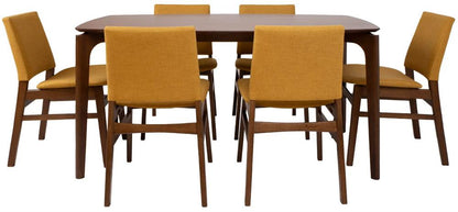 Dining Room Furniture Set East Marijampole | size: Length: 90cm, Width: 150cm, Height: 75cm | color: Brown/Yellow | image: 2 | variant: 1006159