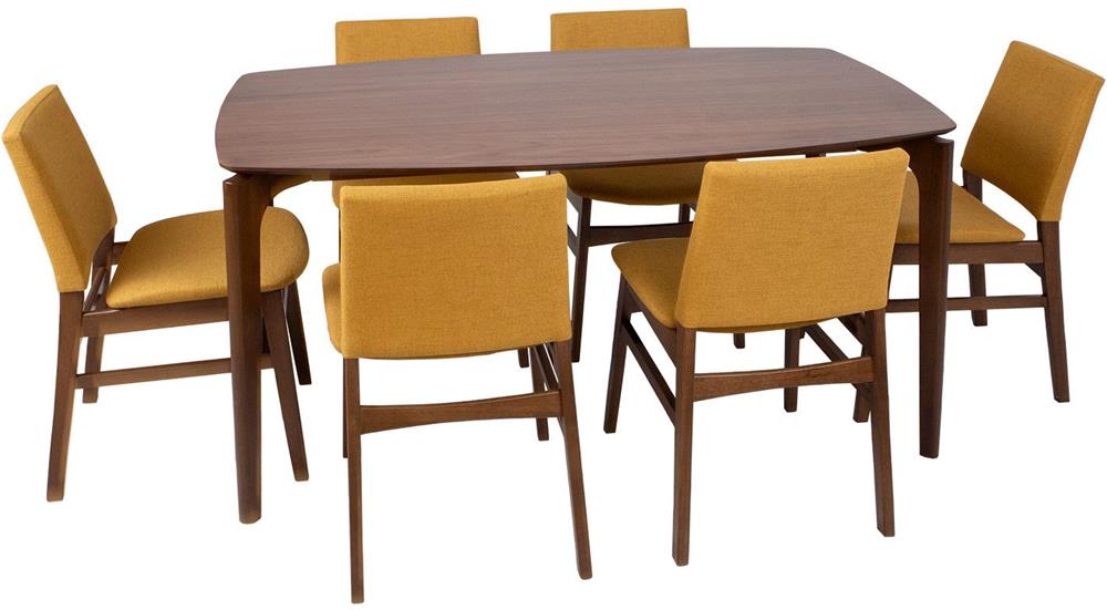 Dining Room Furniture Set East Marijampole | size: Length: 90cm, Width: 150cm, Height: 75cm | color: Brown/Yellow | image: 3 | variant: 1006159