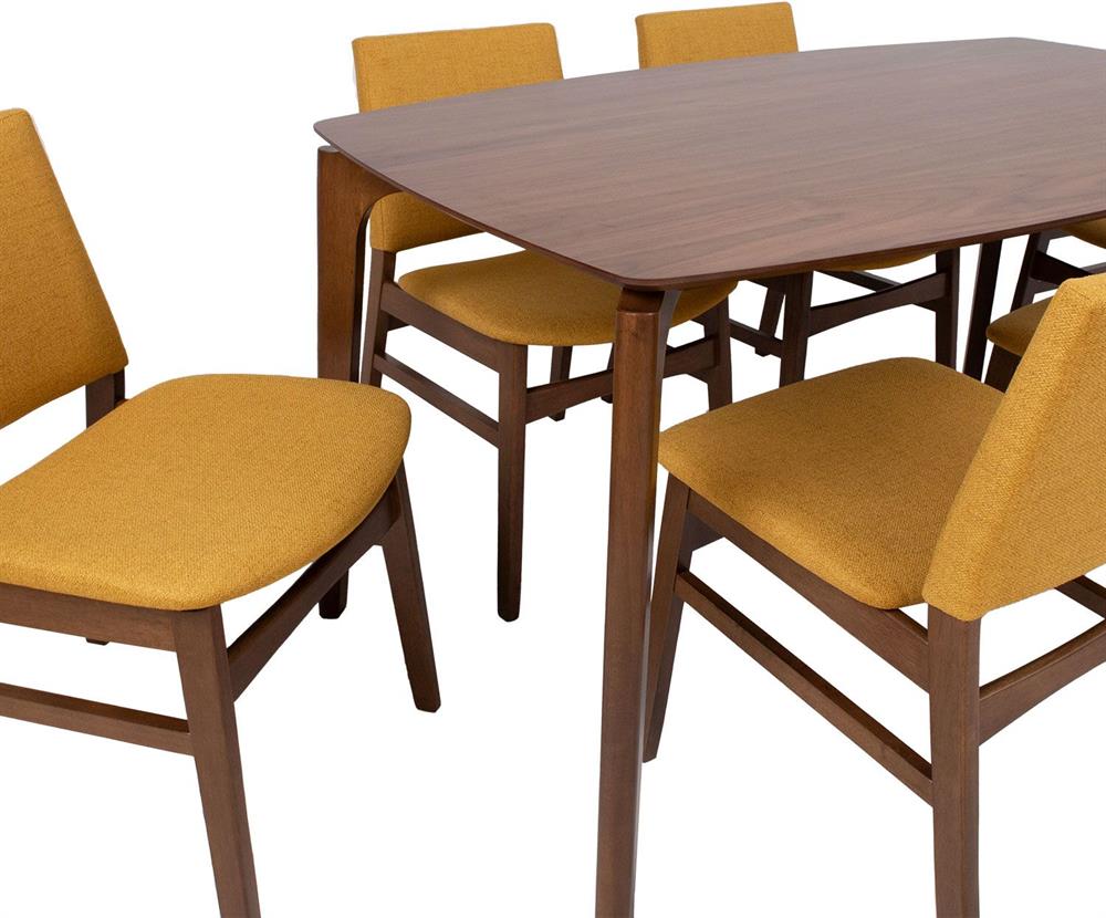 Dining Room Furniture Set East Marijampole | size: Length: 90cm, Width: 150cm, Height: 75cm | color: Brown/Yellow | image: 3 | variant: 1006296