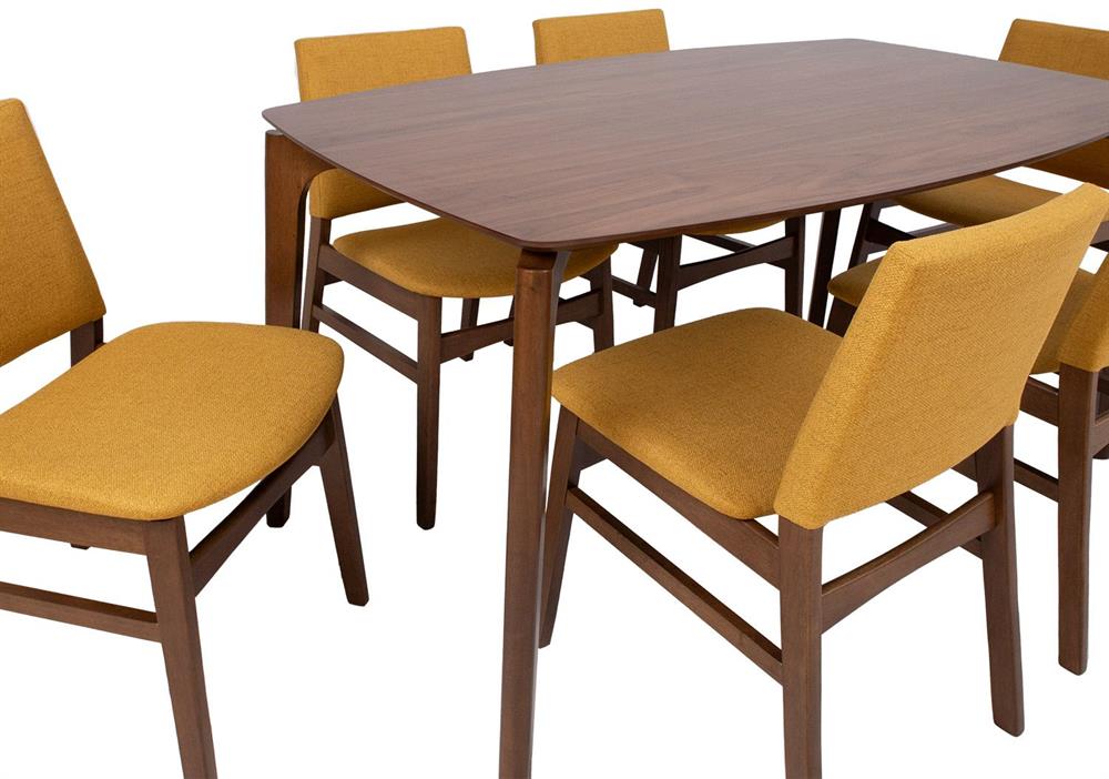 Dining Room Furniture Set East Marijampole | size: Length: 90cm, Width: 150cm, Height: 75cm | color: Brown/Yellow | image: 4 | variant: 1006159