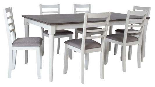 Dining Room Furniture Set East Mazeikiai | size: Length: 91cm, Width: 183cm, Height: 75cm | color: White/Grey | image: 0 | variant: 1006528