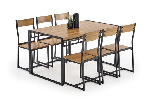 Dining Room Furniture Set East Teramo | size: Length: 80cm, Width: 140cm, Height: 75cm | color: Black/Oak | image: 1 | variant: 1006899