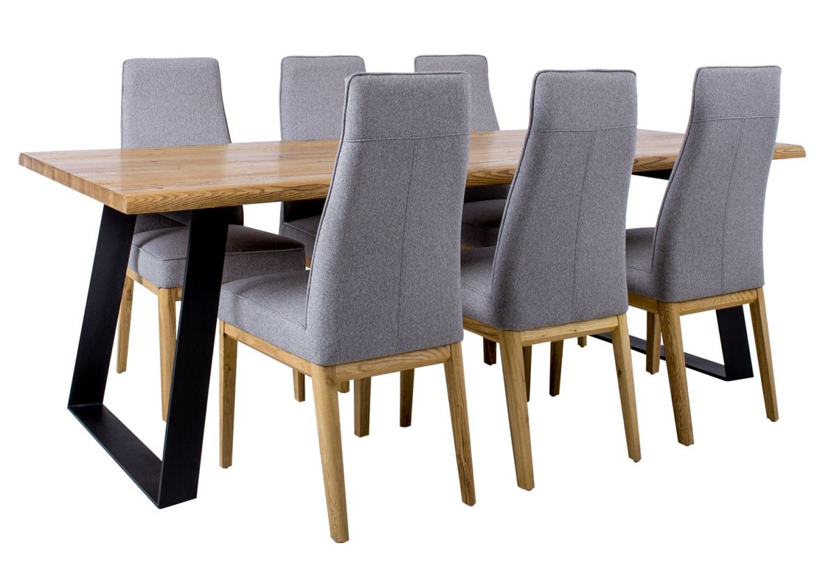 Dining Room Furniture Set East Witney | size: Length: 100cm, Width: 220cm, Height: 75cm | color: Black/Oak/Grey | image: 0 | variant: 1005099
