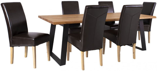 Dining Room Furniture Set East Witney | size: Length: 100cm, Width: 220cm, Height: 75cm | color: Black/Oak | image: 1 | variant: 1005682