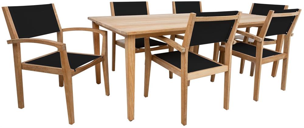 Dining Room Furniture Set Fredrikstad | size: Length: 100cm, Width: 220cm, Height: 75cm | color: Black/Oak | image: 1 | variant: 1001687