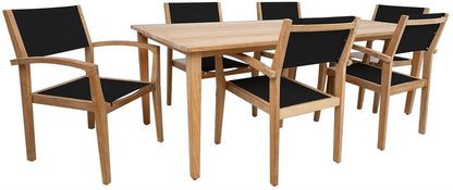 Dining Room Furniture Set Fredrikstad | size: Length: 100cm, Width: 220cm, Height: 75cm | color: Black/Oak | image: 1 | variant: 1001687