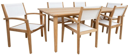 Dining Room Furniture Set Fredrikstad | size: Length: 100cm, Width: 220cm, Height: 75cm | color: White/Oak | image: 1 | variant: 1001686