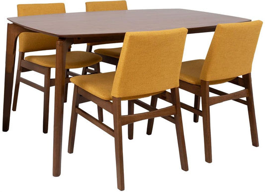Dining Room Furniture Set Haydie 1 | size: Length: 90cm, Width: 150cm, Height: 75cm | color: Brown/Yellow | image: 1 | variant: 1017618