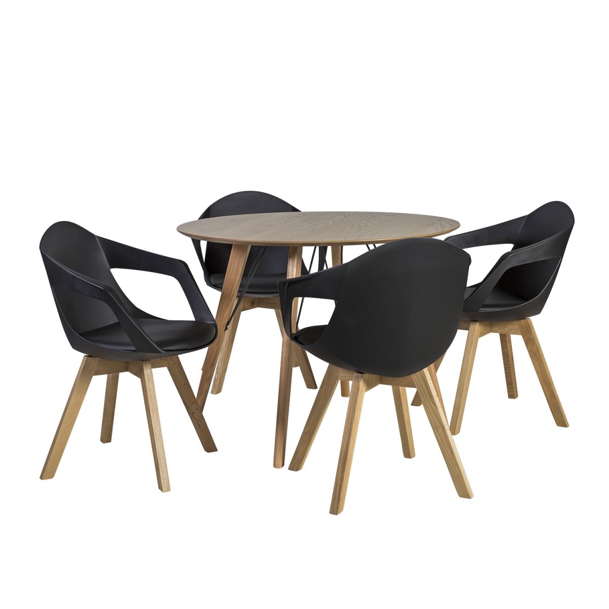 Dining Room Furniture Set Helena 1 | size: Length: 100cm, Width: 100cm, Height: 75cm | color: Black/Oak | image: 1 | variant: 1011355