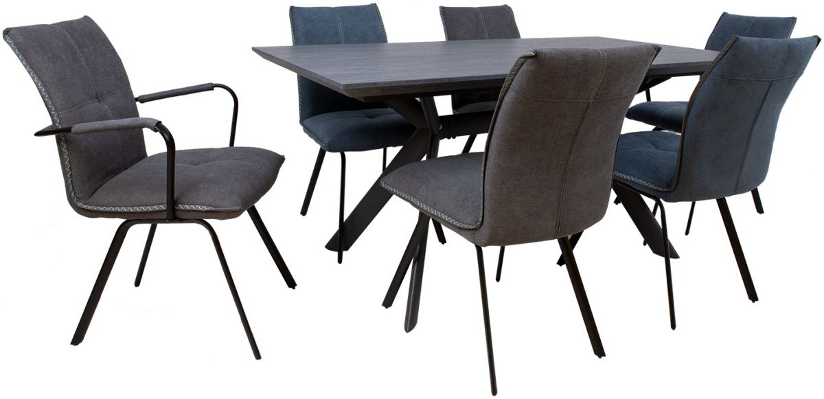 Dining Room Furniture Set Kristiansand | size: Length: 90cm, Width: 220cm, Height: 76cm | color: Black/Grey | image: 1 | variant: 1001662