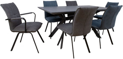 Dining Room Furniture Set Kristiansand | size: Length: 90cm, Width: 220cm, Height: 76cm | color: Black/Grey | image: 1 | variant: 1001662