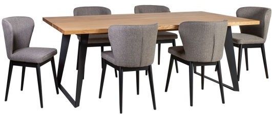 Dining Room Furniture Set Lisbon 1 | size: Length: 100cm, Width: 220cm, Height: 75cm | color: Black/Oak/Grey | image: 1 | variant: 1012862