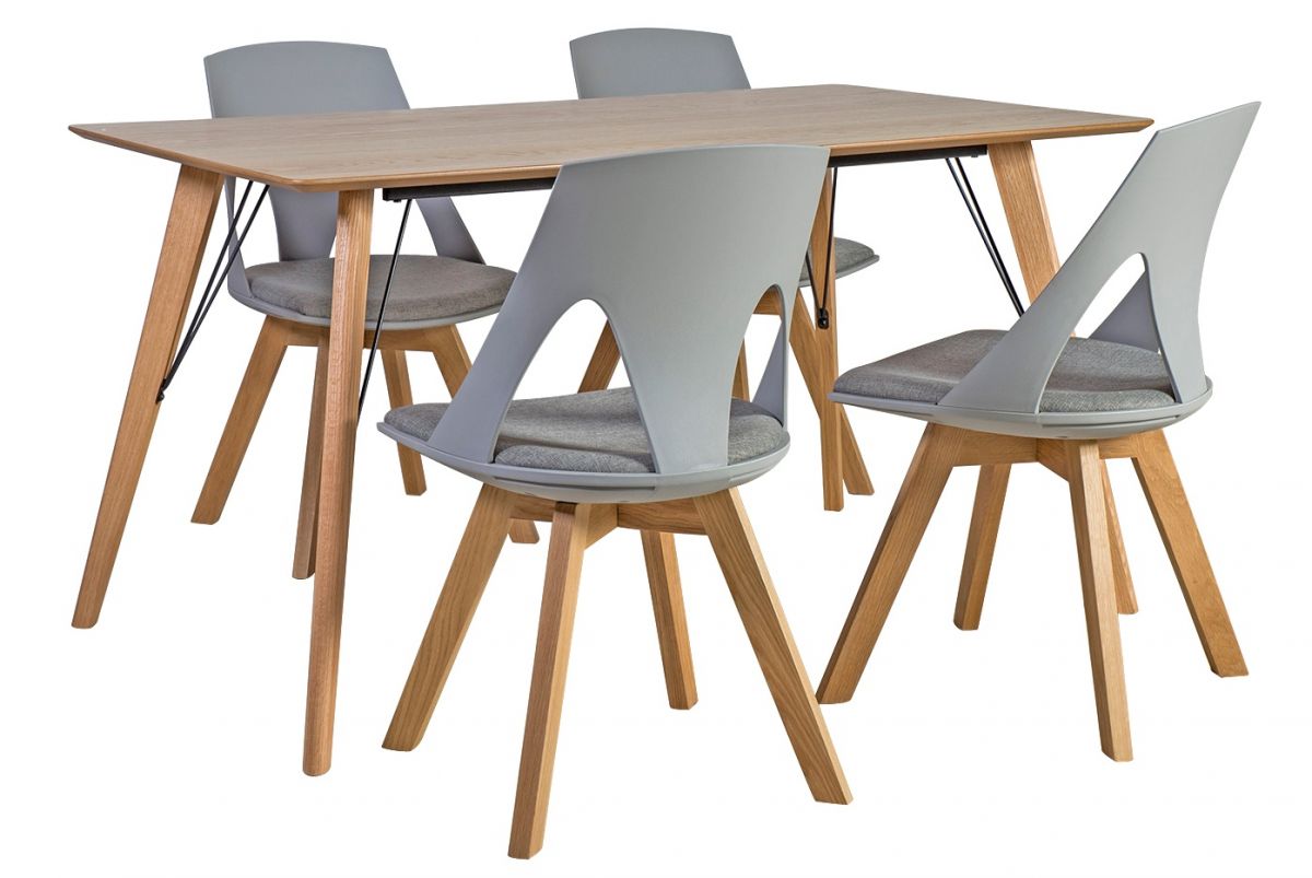 Dining Room Furniture Set Rochester | size: Length: 80cm, Width: 140cm, Height: 74cm | color: Oak/Grey | image: 0 | variant: 1005473