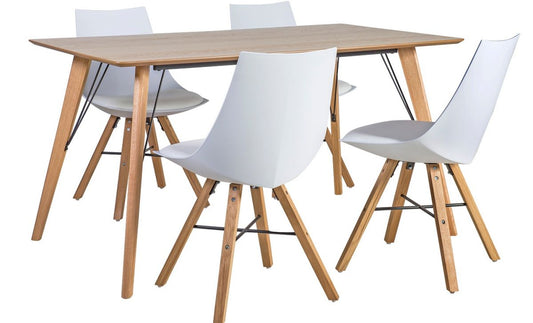 Dining Room Furniture Set Rochester | size: Length: 80cm, Width: 140cm, Height: 74cm | color: White/Oak | image: 0 | variant: 1005472