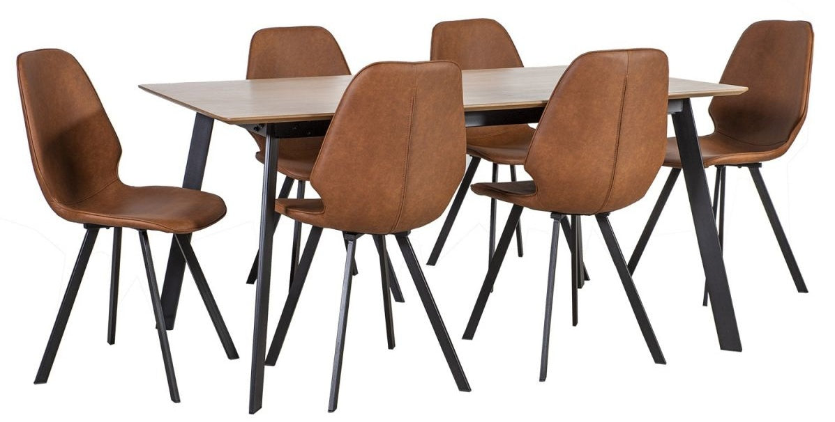 Dining Room Furniture Set Rochester | size: Length: 90cm, Width: 160cm, Height: 75cm | color: Brown/Black | image: 0 | variant: 1005104