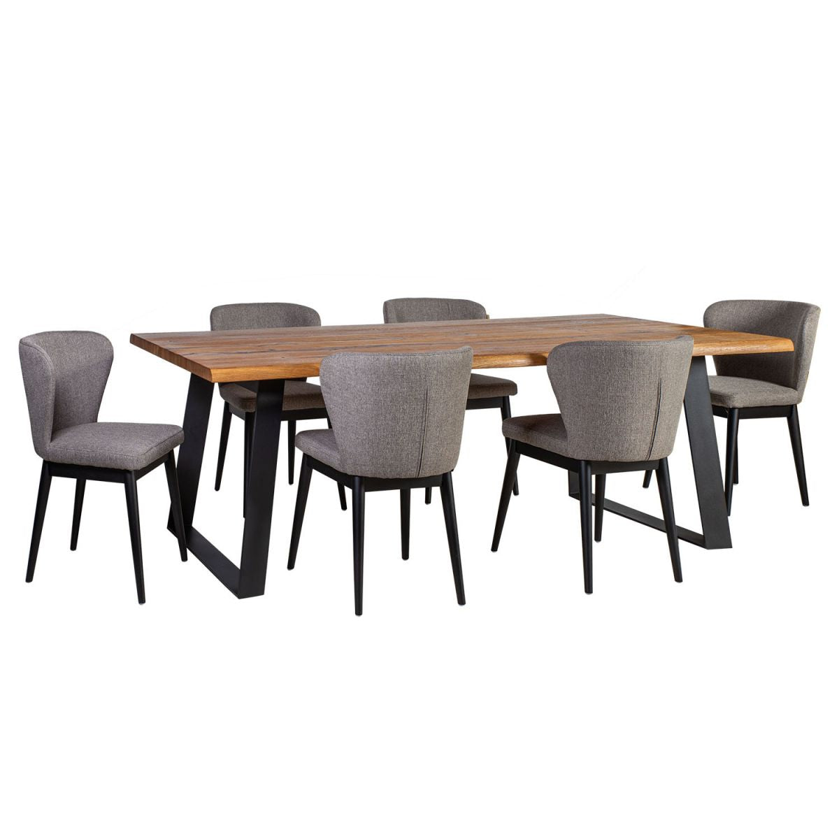 Dining Room Furniture Set Rotterdam 1 | size: Length: 100cm, Width: 220cm, Height: 75cm | color: Brown/Black/Grey | image: 1 | variant: 1011345
