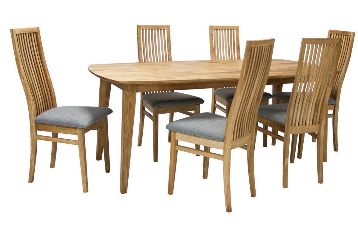 Dining Room Furniture Set Sandnes | size: Length: 90cm, Width: 190cm, Height: 74cm | color: Oak/Grey | image: 0 | variant: 1005093